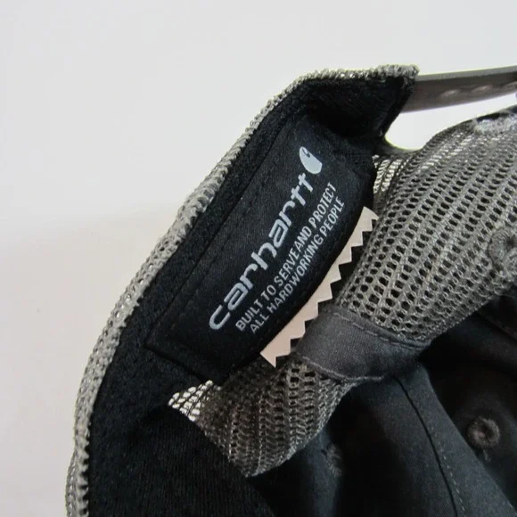 Carhartt Hat Cap Mens Snap Back Mesh Gray Logo Adjustable - Picture 2 of 5